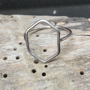 Hexagon ring,honeycomb ring,Six Sided Polygon ring,geometric ring