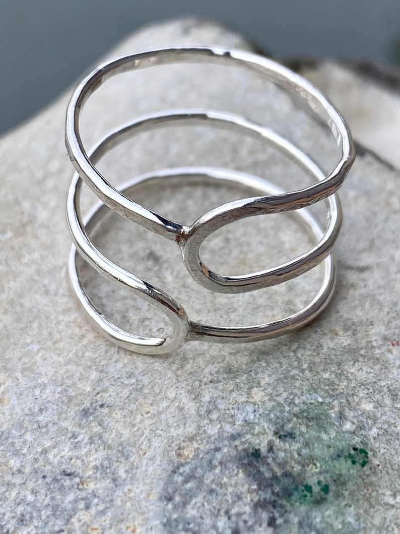 Triple Stack Rings Triple Stack Ring, Hammered Spiral Silver Ring, Swirl Silver Ring ...