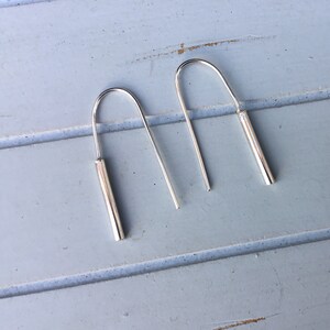 Long Line silver earrings, Bar silver earrings,straight line earrings,dangle earring, Minimalist earrings image 2