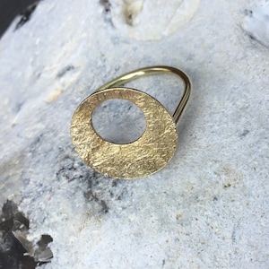 Disc brass ring,Circle brass ring,hammered ring,plate brass ring,geometric ring