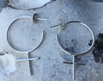 Female Symbol Earrings, Venus Symbol silver earrings, Gender Symbol, Feminist Earrings, Sex Sign Earrings feminisme