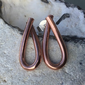 Drop copper earrings,Teardrop studs, Copper drops, teardrop copper earrings