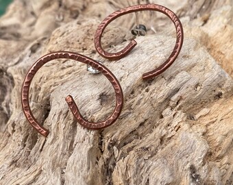 Big hoop earrings, hoop copper earrings,open creole earrings