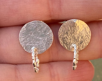 Double circle earrings, Dangle disc earrings, wedding earrings,Geometric silver earrings
