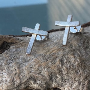 Cross Stud Earring, Protection Cross Stud Earring,Perfect Gift Idea,Silver Cross,Stocking Stuffer,Baptism Gift