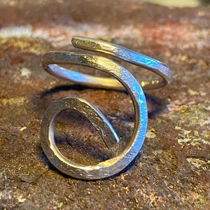 Wave ring, swirl silver ring,spiral ring,sea ring, hammered silver ring