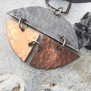 Viking necklace,3 tone necklace,Three colors necklace ,brass and copper pendant,Men necklace
