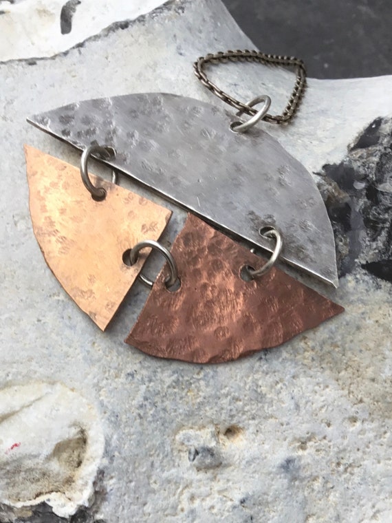 Wikinger Halskette,Herren Halskette, Kreis Silber, Kupfer und Messing Anhänger,gemischt Metall Schmuck.