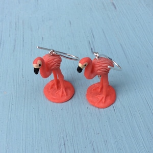 Flamingo Silber Ohrringe,Flamingo Schmuck,Tier Ohrringe,Hängende Ohrringe,pinky Ohrringe