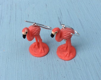 Flamingo Silver earrings,flamingo jewellery,silver bird  earrings