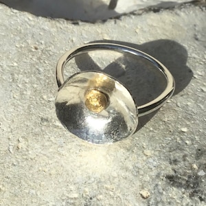 Dome silver ring,bowl silver ring,Disc ring,Messing dot ring,hammered disc silver ring,Wedding Ring