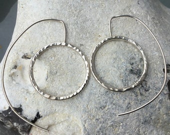 silver hoop earrings,big circle silver earrings, bangle silver earrings,Silver drop earrings