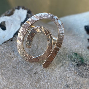 Grande bague en argent spirales, bague en argent vague, bague en argent océan, bague surfeur, bague tourbillon image 4