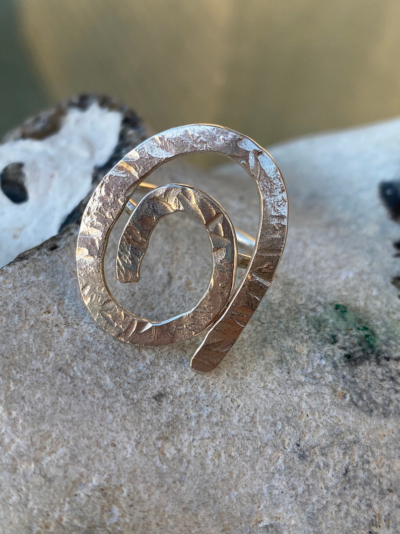 Grande bague en argent spirales, bague en argent vague, bague en argent océan, bague surfeur, bague tourbillon image 4