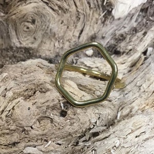 Honeycomb ring,Hexagon ring,Six Sided Polygon ring, everyday brass ring, polygon ring