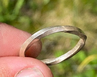Viking silver ring, four sided silver ring, silver band ring, thumb silver ring. Twisted silver ring