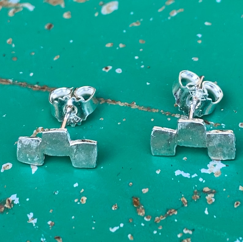 Viereck Silber Ohrstecker, rectangle Silber Ohrringe, Gestüte Ohrringe, quadratische ohrringe, Bild 1