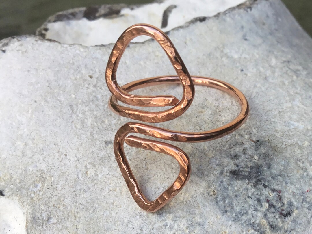 Copper Triangle Rings Rustic Triangle Ring,hammered Viking Copper Ring,thumb Copper Ring ...