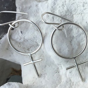 Female Symbol silver earrings, Venus Symbol earrings,Gender Symbol earrings, Venus Symbol earrings,Feminist earrings,Sex sign earrings
