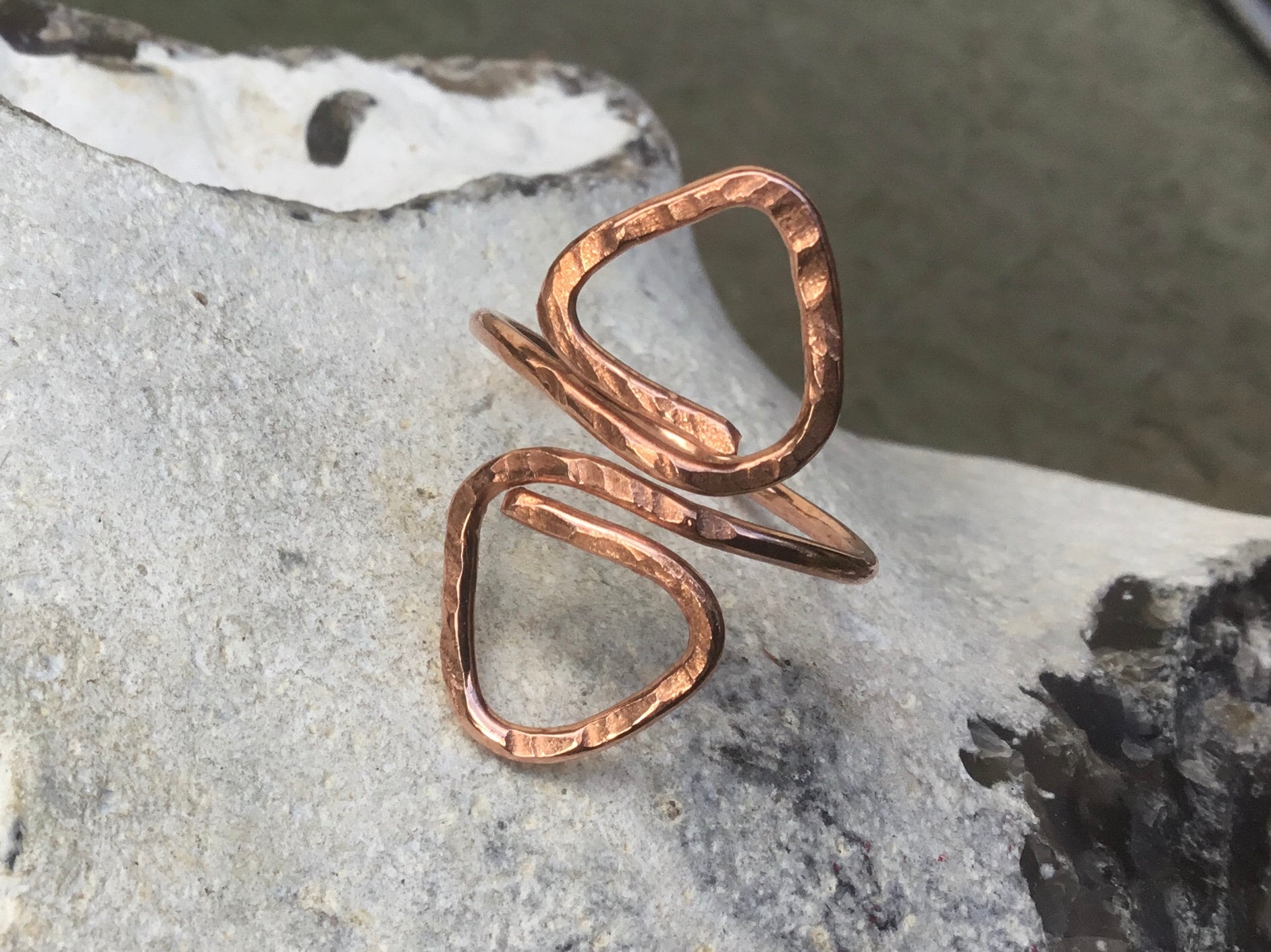 Copper Triangle Rings Rustic Triangle Ring,hammered Viking Copper Ring,thumb Copper Ring ...