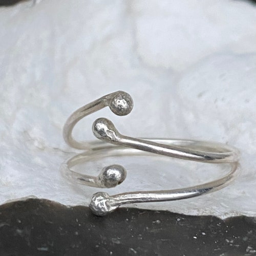 Bague en argent sphérique, bague en argent à point, bague en argent circulaire, bague en argent pour le pouce