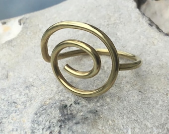 Swirl brass ring.Wave brass ring,surf ring,spiral brass ring,twisted brass ring