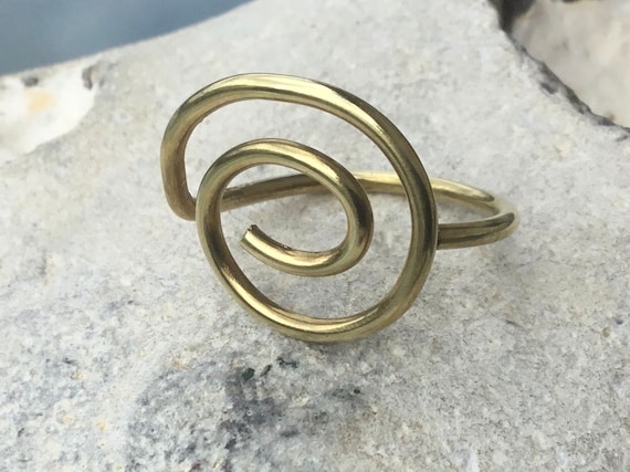 hammered Brass Wave ring,Surfer brass ring,Beach brass ring Spiral brass ring Wave brass ring Jewellery Rings Midi Rings Swirl brass ring 