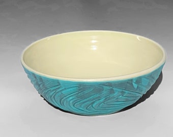 Agateware Large Handmade Pottery Bowl - Sage Salad Bowl - Marble Serving Bowl - Stoneware Serving Bowl - Large Ceramic Pottery Bowl