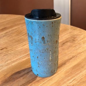 Handmade Robin&#39;s Egg Texture Travel Mug - Porcelain -  To Go Cup -  Travel Mug - Pottery Mug -  Mug