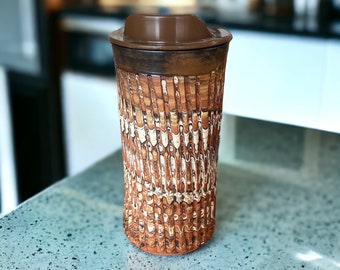 Agateware 16 Ounce Handmade Travel Mug with Lid - Stylish and Functional Pottery for Your Commute - Unique Travel Coffee Cup