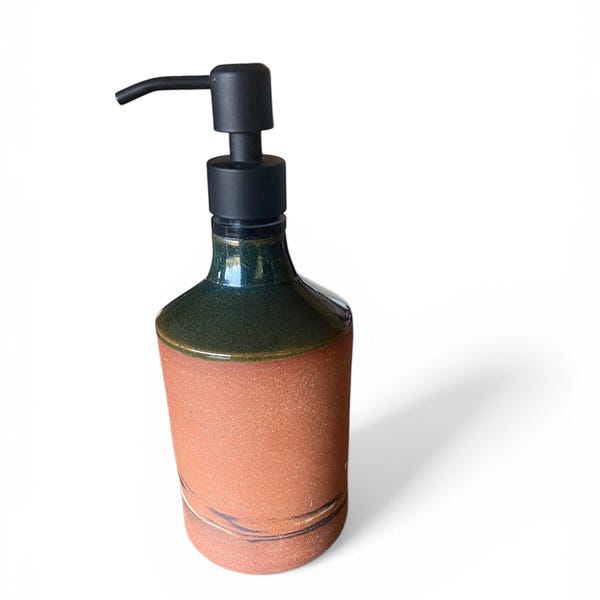 Agateware Soap Bottle Dispenser - Handmade Kitchen Soap & Lotion Pump - Unique Pottery Bathroom Decor (SD1)