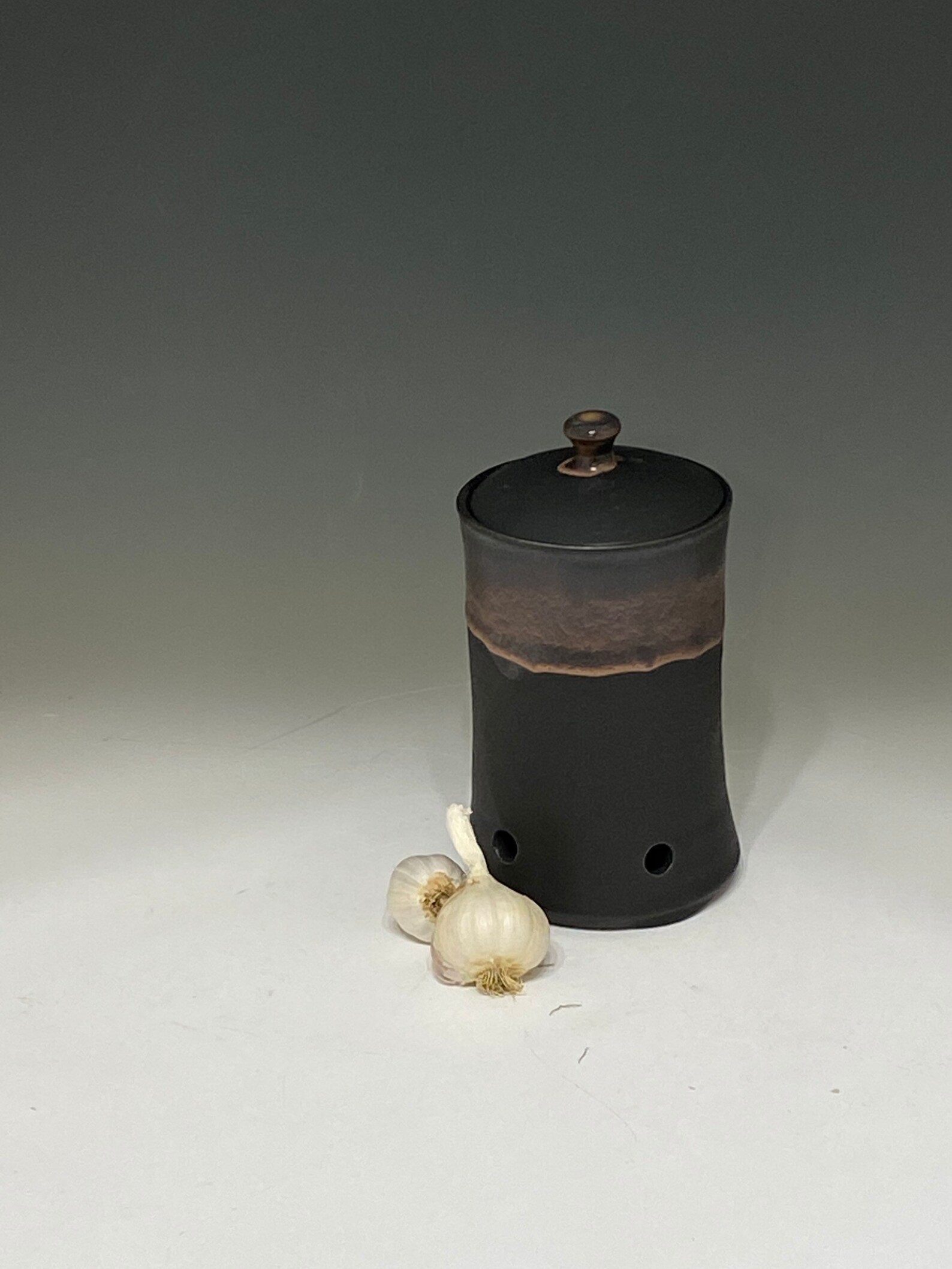 Handmade Matte Black and Copper Garlic Jar Garlic Keeper Etsy