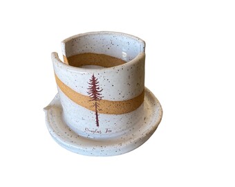 Handmade White Bronze Stoneware Kitchen Sponge Holder - Pottery Sponge Caddy - Sponge Cup - Sink Sponge Holder  - Sponge Dish