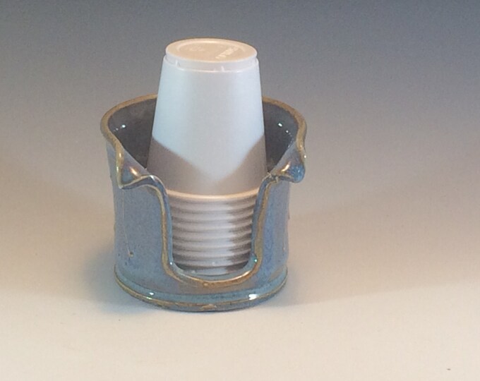 Blue Bathroom Cup Holder 3 Ounce Pottery Cup Holder Etsy