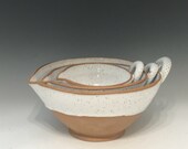 Gloss White Nested Bowl Set - Wheel Thrown Pottery Bowl Set - Mixing Bowl Set - Serving Bowl Set - Stoneware Pottery Bowl Set