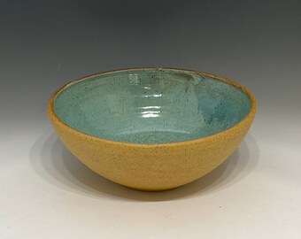 Large Ceramic Pottery Serving Bowl Glazed In A Bright Turquoise Food Save Glaze