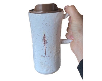 Large Douglas Fir Travel Mug With Locking Lid - Pottery Mug -  Coffee Mug - To Go Cup