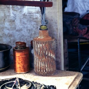 Fluted Agateware or Nerikomi Ceramic Bottle - Oil Dispenser - Ceramic Oil Bottle  - Oil Bottle - Christmas Gift