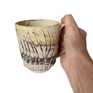 Red, Black, and White Carved Agateware Coffee or Tea Mug - Unique Coffee Mug