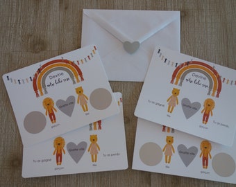 BOHO SCRATCH CARD, baby gender announcement, surprise card, find out baby gender, baby shower activity