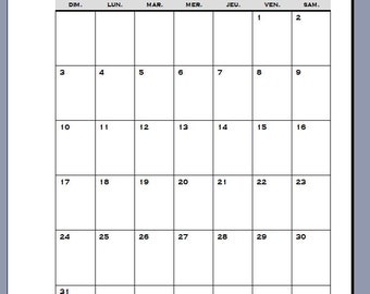 Calendrier Mensuel 2019 2020 Etsy