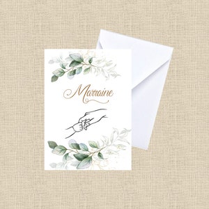 CARTE TEXTE MARRAINE,  affiche  marraine minimaliste, carte style affiche