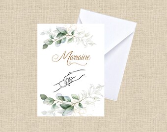 CARTE TEXTE MARRAINE,  affiche  marraine minimaliste, carte style affiche