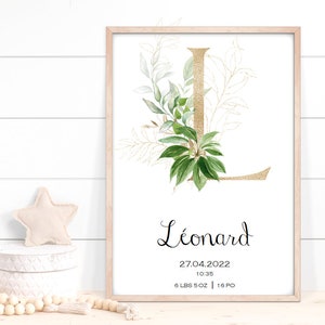 AFFICHE DE NAISSANCE,  affiche monogramme naissance,