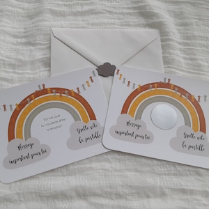 CARTE À GRATTER , demande marraine/parrain, carte à gratter arc-en-ciel, style boho