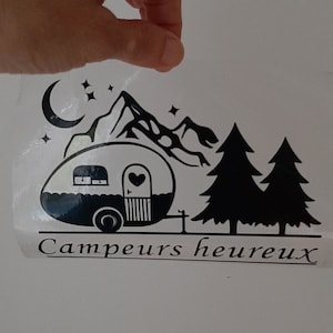 Décalque vitre d'auto, autocollant camping, chasse, pêche