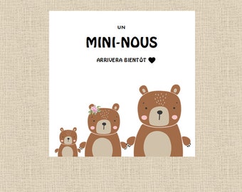 CARTE ANNONCE GROSSESSE, carte mini-nous, carte pour photographie, carte famille s'agrandit