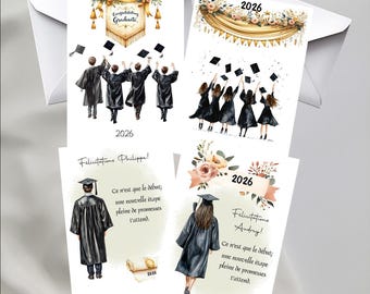 CARTE FÉLICITATIONS FINISSANT, carte graduation personnalisée