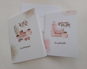 Glückwunschkarte zur Geburt, Glückwunschkarte zur Schwangerschaft, Baby Mädchen, Baby Junge