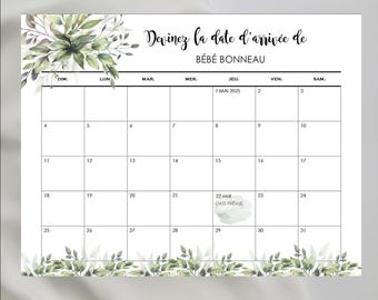 DIGITAL, CALENDAR for birth prediction/baby arrival date/baby shower/eucalyptus calendar